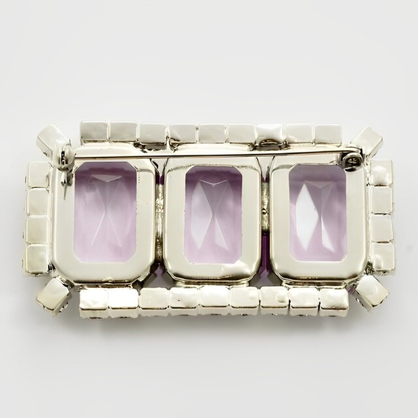 Brooch with Lilac Glass Stones and Diamants circa 1980s