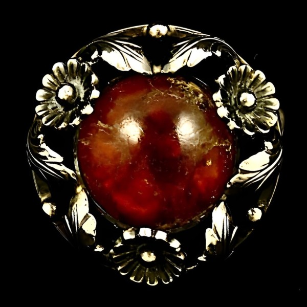 Niels Erik From Denmark Sterling Silver and Amber Brooch