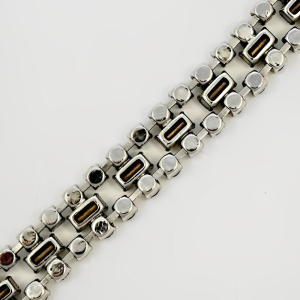 Silver Tone and Rhinestones Bracelet circa 1950s