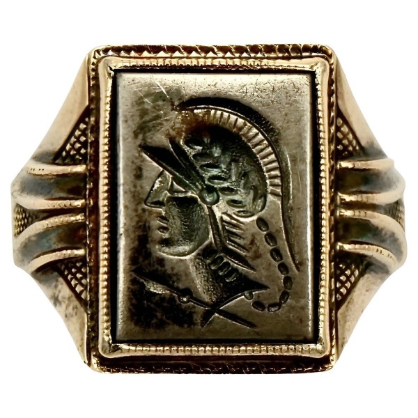 10K Rose Gold Sterling Silver Intaglio Ring circa 1940s