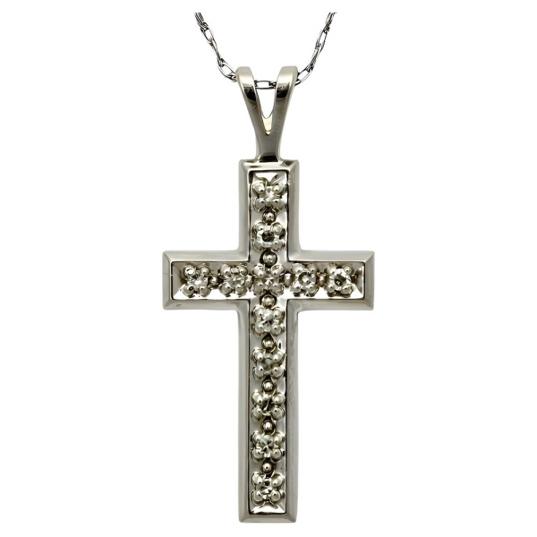 10K White Gold Chain and Diamond Cross Pendant