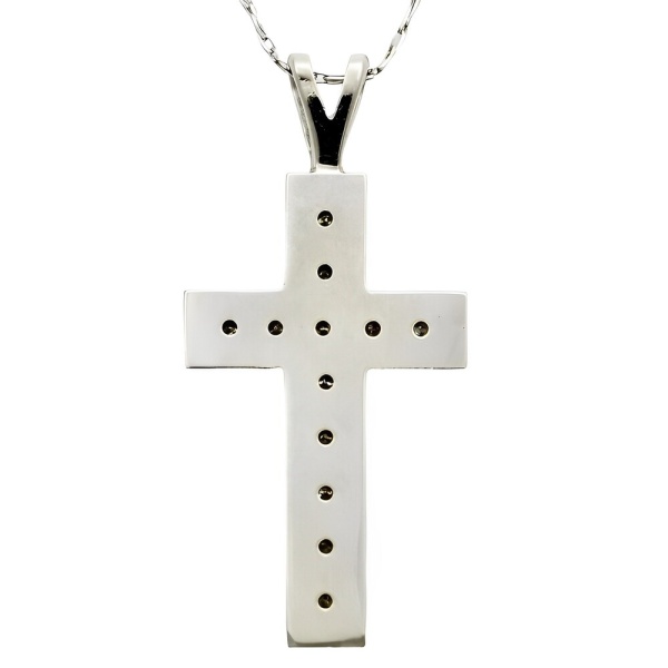 10K White Gold Chain and Diamond Cross Pendant