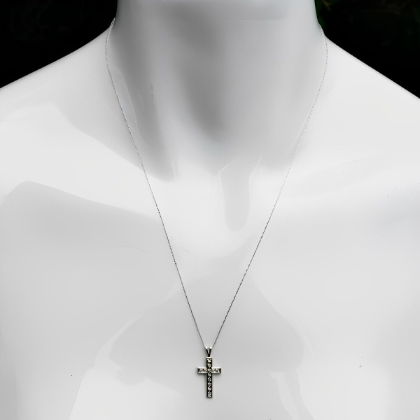 10K White Gold Chain and Diamond Cross Pendant