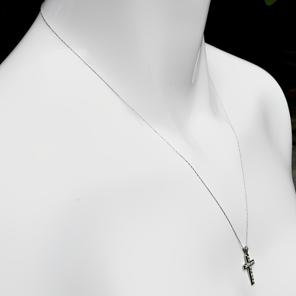 10K White Gold Chain and Diamond Cross Pendant