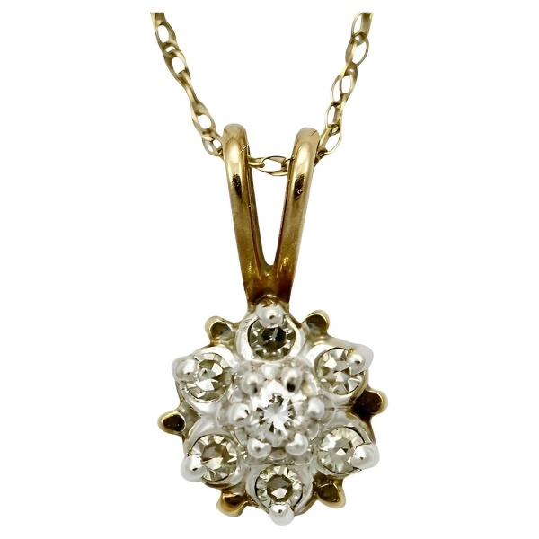 10K Gold Chain with Rose and White Gold Diamond Pendant