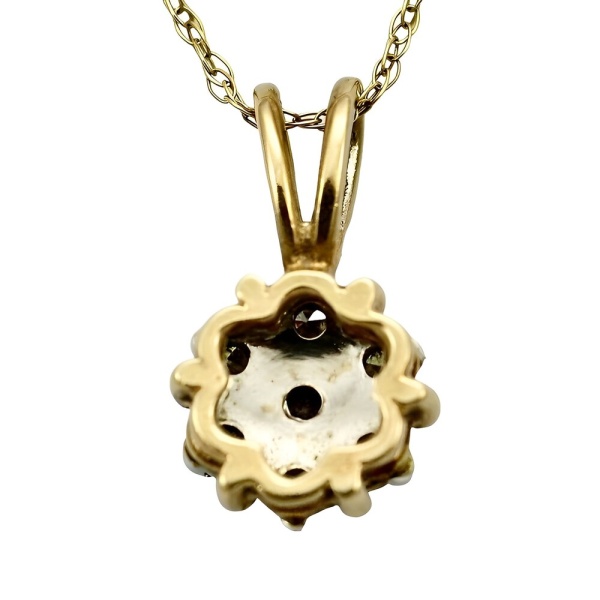 10K Gold Chain with Rose and White Gold Diamond Pendant