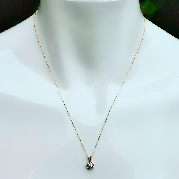 10K Gold Chain with Rose and White Gold Diamond Pendant