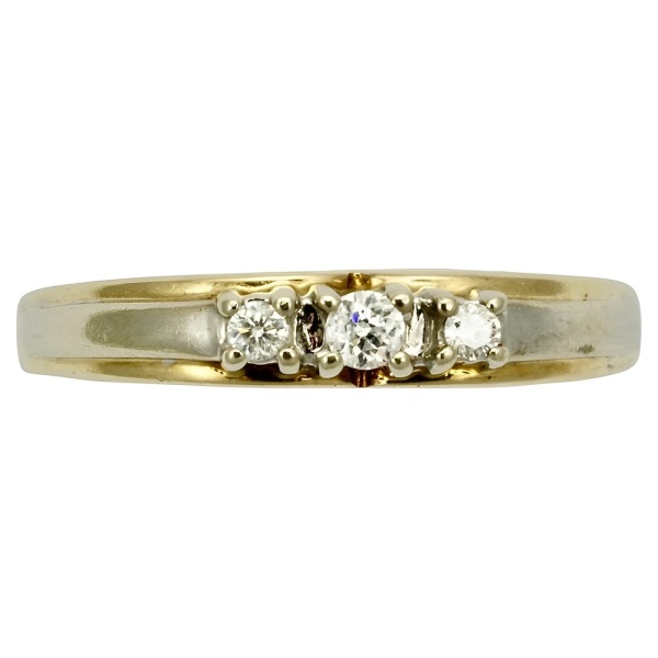 14K Gold Three Stone Diamond Ring