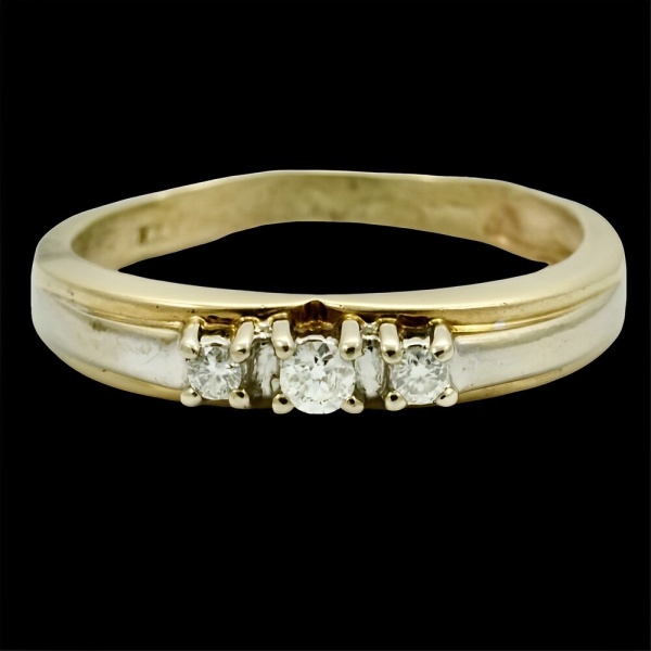 14K Gold Three Stone Diamond Ring