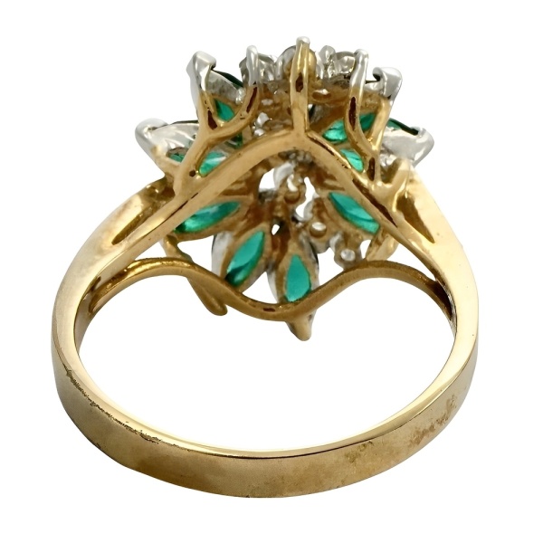 Gold Plated Faux Emerald and Faux Diamond Ring