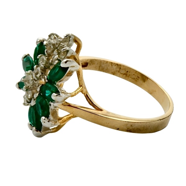 Gold Plated Faux Emerald and Faux Diamond Ring