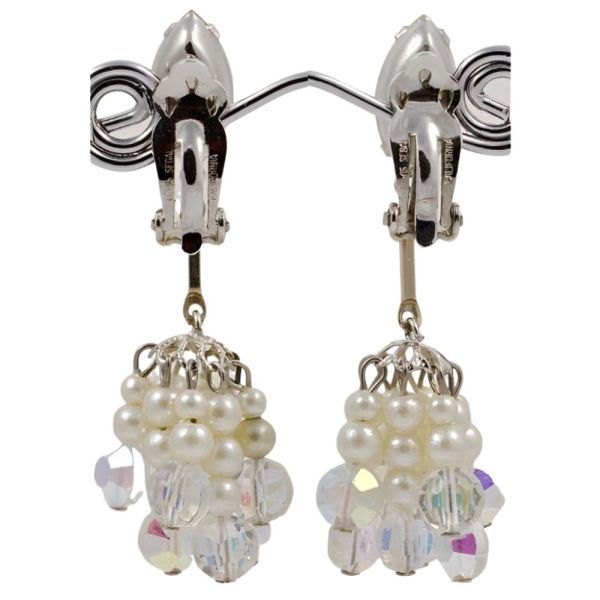 1960s Lewis Segal Aurora Borealis and Faux Pearl Earrings