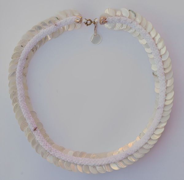 1970s Mother of Pearl Triple Layer Collar Necklace