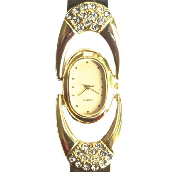 1990s Pierre Louis Gold Tone Diamante Bracelet Watch