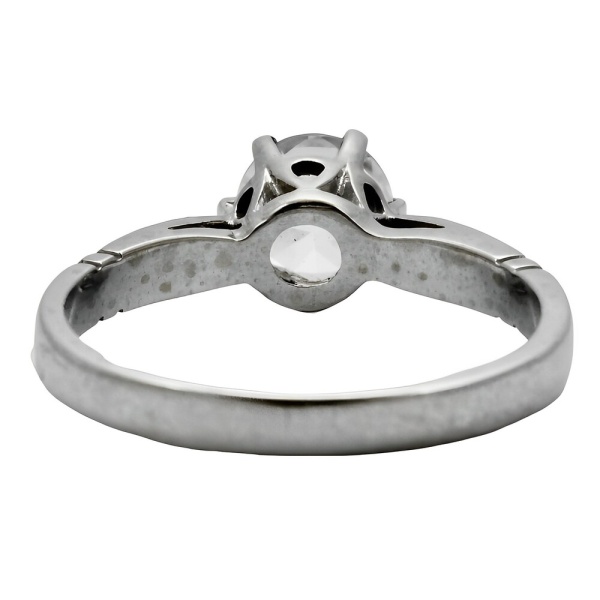 9K White Gold Solitaire Crystal Ring Diamond Shoulders