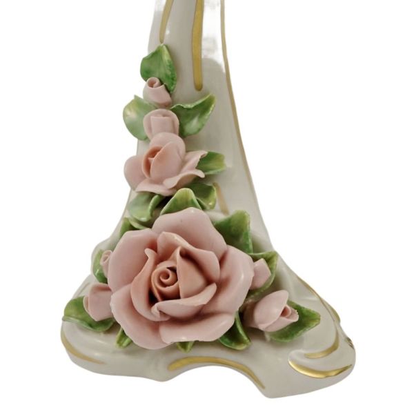 Alka Kunst Pair of Porcelain Rose Candlesticks circa 1950s