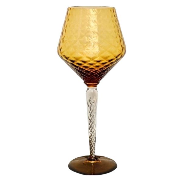 Large Amber Glass with Swirl Stem circa 1960s