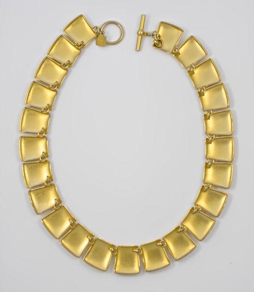 Anne Klein Gold Plated Satin Link Necklace circa 1980s