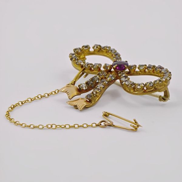 Antique Amethyst and Clear Paste Bow Brooch circa 1910