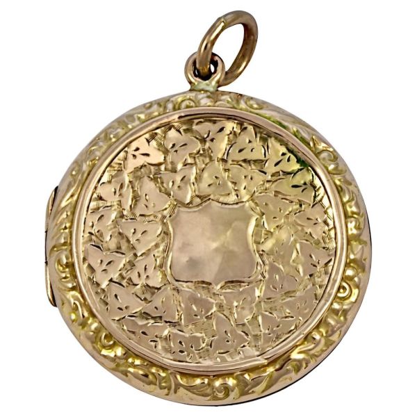 Antique Victorian 9ct Rose Gold Back and Front Leaves Locket