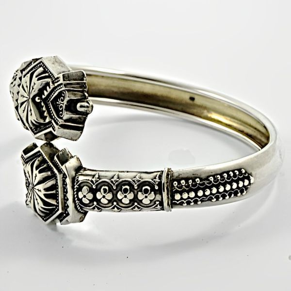 Antique Victorian Intricate Silver Bangle Bracelet