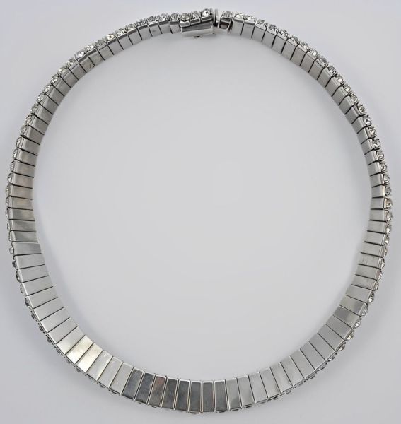 Schreiber & Hiller Art Deco DRGM Silver Tone Diamante Necklace