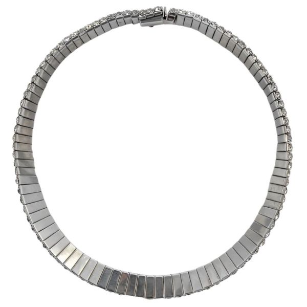 Schreiber & Hiller Art Deco DRGM Silver Tone Diamante Necklace