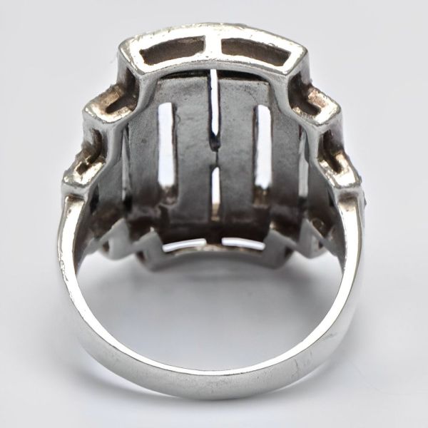 Art Deco Sterling Silver and Marcasite Ring circa 1930s