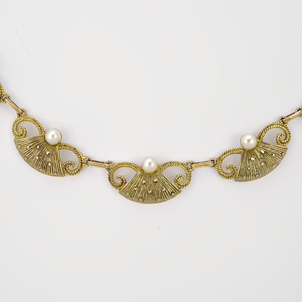 Art Deco Theodor Fahrner Marcasite Cultured Pearl Necklace