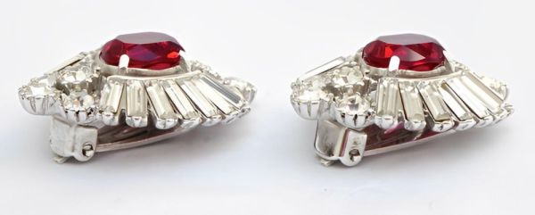 Attwood & Sawyer Silver Tone and Ruby Red Diamante Earrings