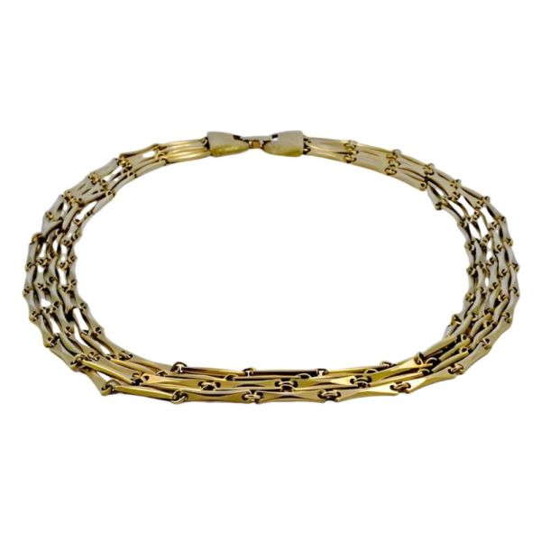 Gold Plated Five Strand Chain Link Necklace circa 1950s