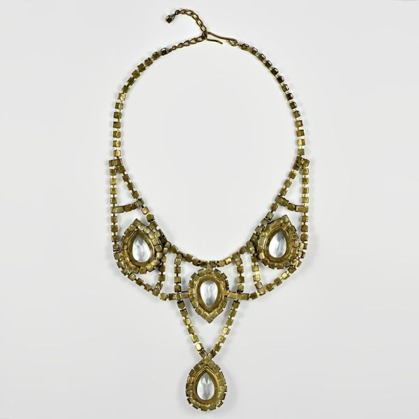 Rhinestone Statement Necklace and Earrings Set circa 1950s