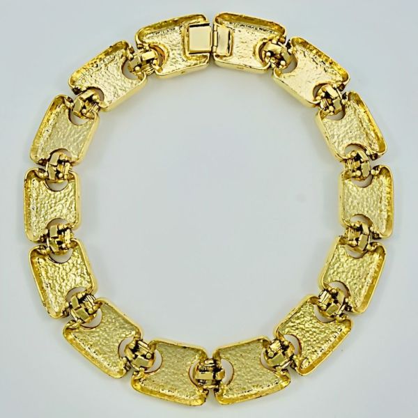 Gold Plated Link Collar Necklace with Faux Pearls circa 1980s