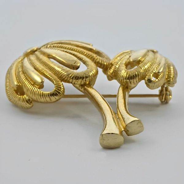 Gold Plated Twin Palm Tree Brooch circa 1980s