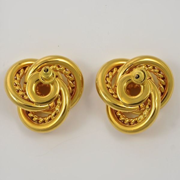 Gold Plated Knot and Rope Twist Earrings circa 1980s