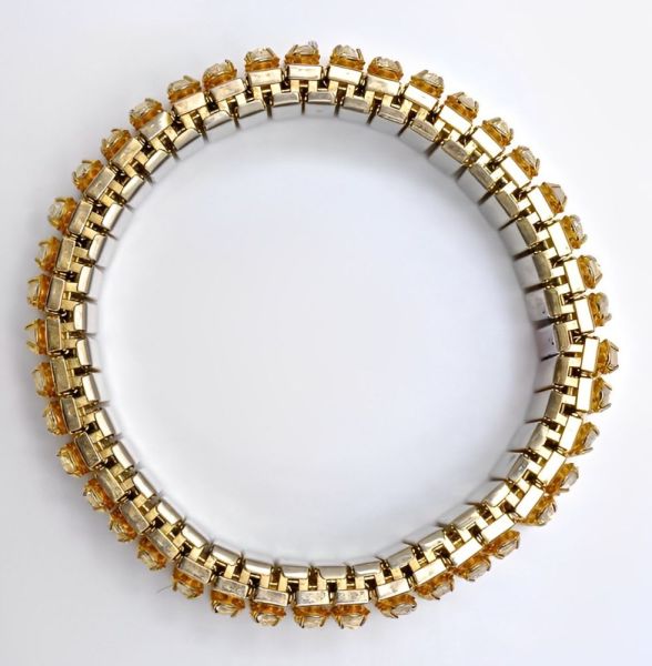 Gold Plated and Clear Diamante Expansion Bracelet circa 1950s