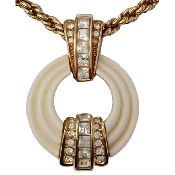 Grosse Gold Plated Necklace and Cream Diamante Pendant 1980s