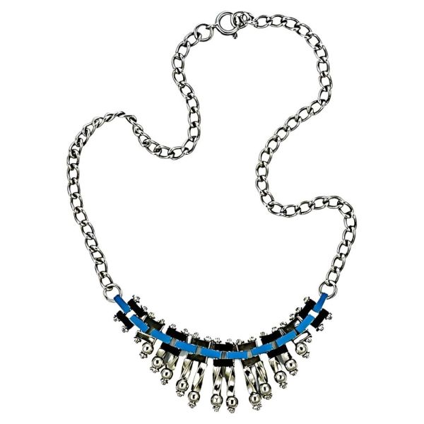 Jakob Bengel Art Deco Blue Black Enamel Necklace circa 1930s