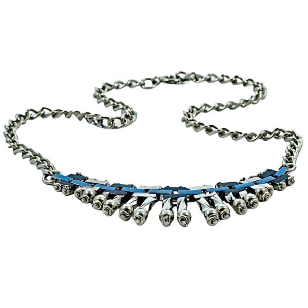 Jakob Bengel Art Deco Blue Black Enamel Necklace circa 1930s