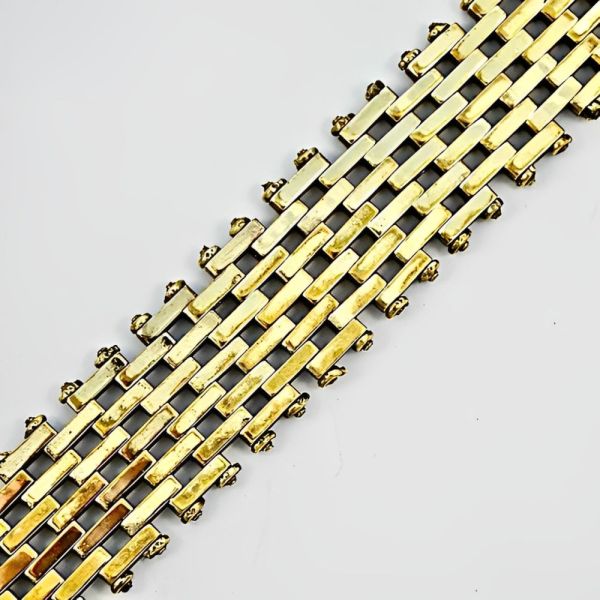 Jakob Bengel Art Deco Gold Tone Brickwork Bracelet circa 1930s