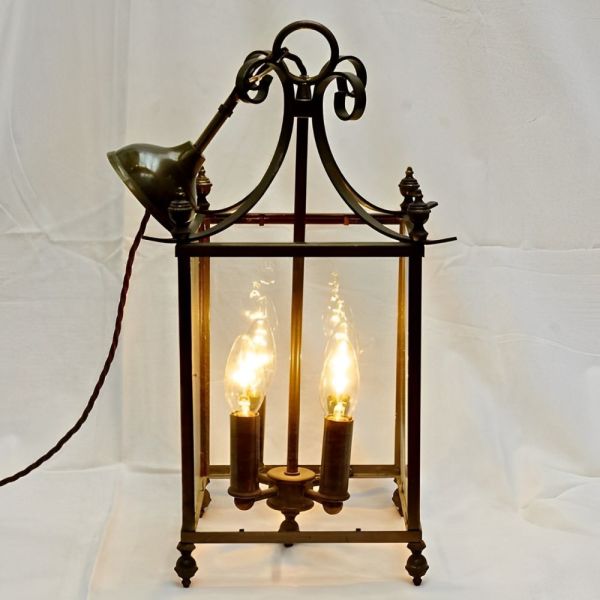 Large French Glazed Four Light Lantern Mid Century