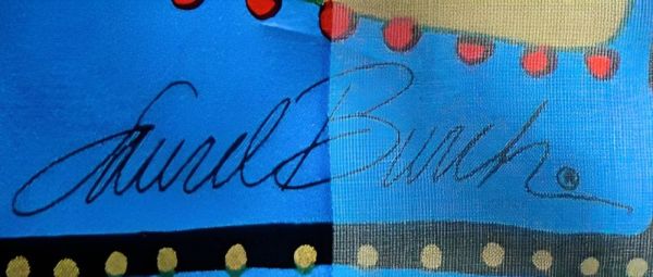 Laurel Burch Multi Colour Animal and Blue Background Silk Scarf