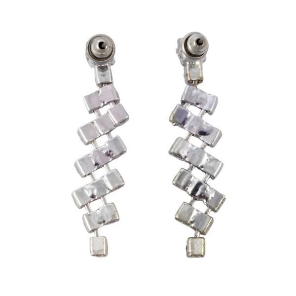 Silver Tone Diamante Drop Earrings circa 1960s