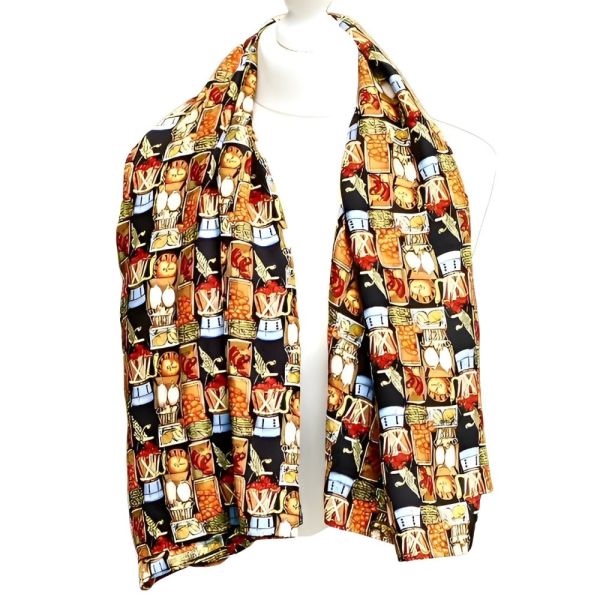 Nicole Miller Large Square Silk Vegetables Print Scarf 1990s