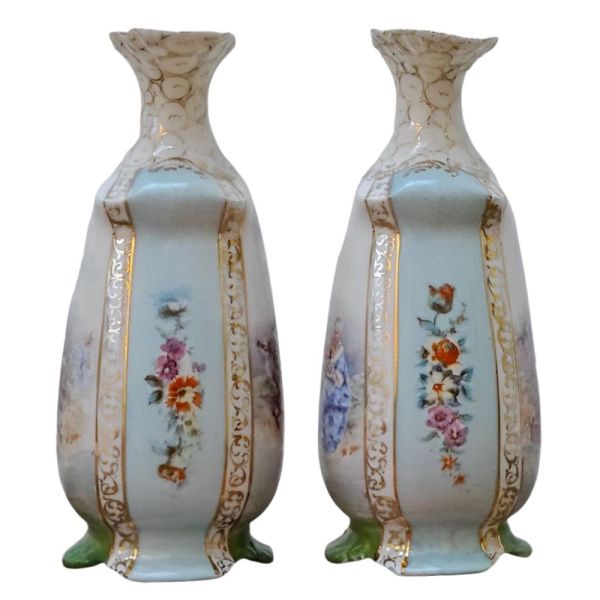 Antique Pair of Victorian Porcelain Jugs signed Fr Stahl