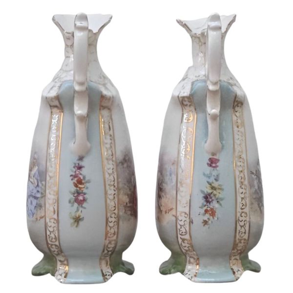 Antique Pair of Victorian Porcelain Jugs signed Fr Stahl