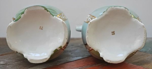 Antique Pair of Victorian Porcelain Jugs signed Fr Stahl