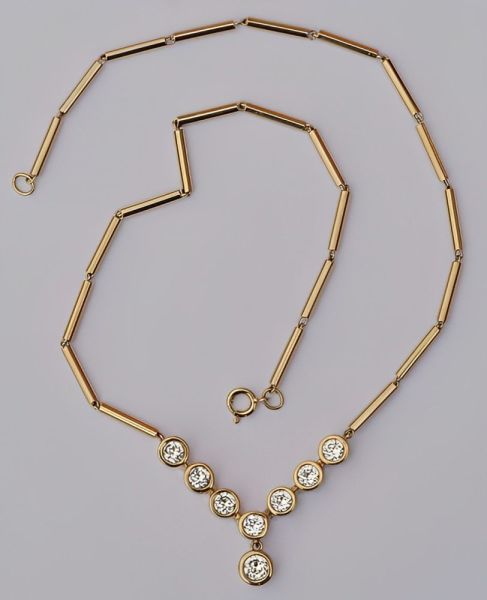 Panetta Gold Tone Faux Diamond Drop Vintage Necklace