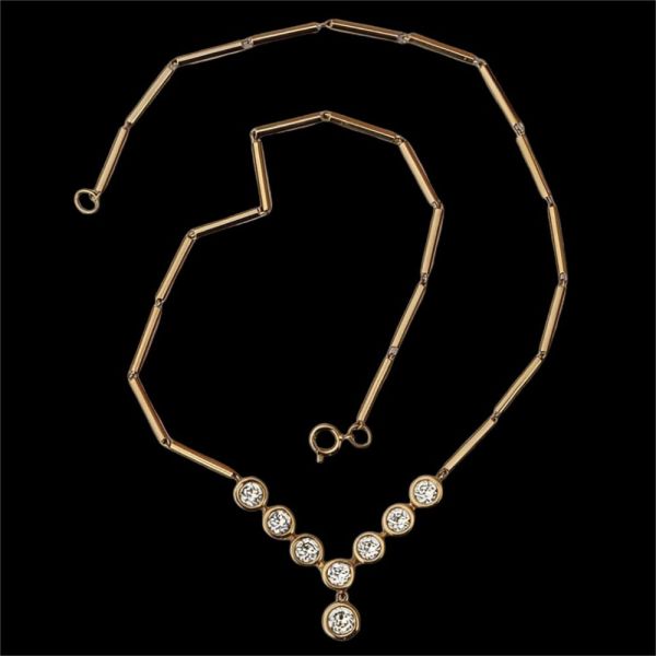 Panetta Gold Tone Faux Diamond Drop Vintage Necklace