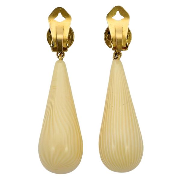 Pellini Gold Tone Cream Drop Statement Earrings circa 1980s